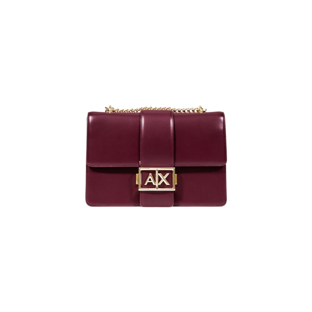Sac à main Armani Exchange en polyester bordeaux, design élégant avec poignées et fermeture zippée.