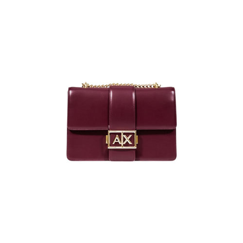 Sac à main Armani Exchange en polyester bordeaux, design élégant avec poignées et fermeture zippée.