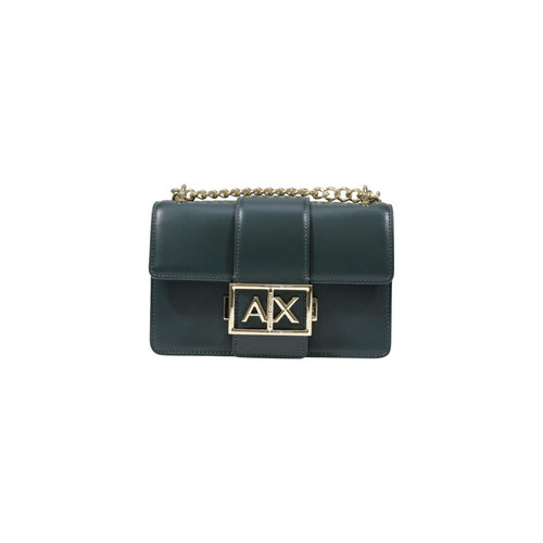 Sac à main en polyester vert de Armani Exchange, porté ou posé, avec détails de design élégants et logo visible.