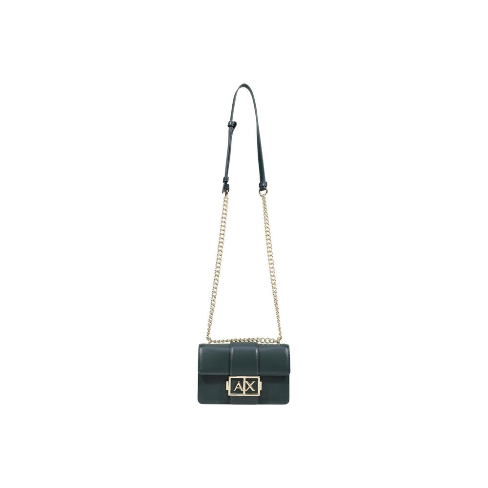 Sac à main en polyester vert Armani Exchange, sac à main élégant avec détails modernes, visible en détail sur l'image.