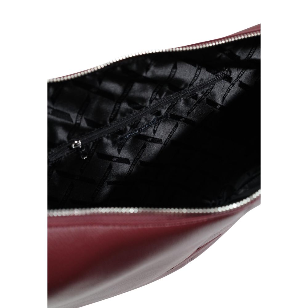 Sac à main en polyester bordeaux de Armani Exchange, style élégant avec poignées et fermeture zippée visible dans l'image.