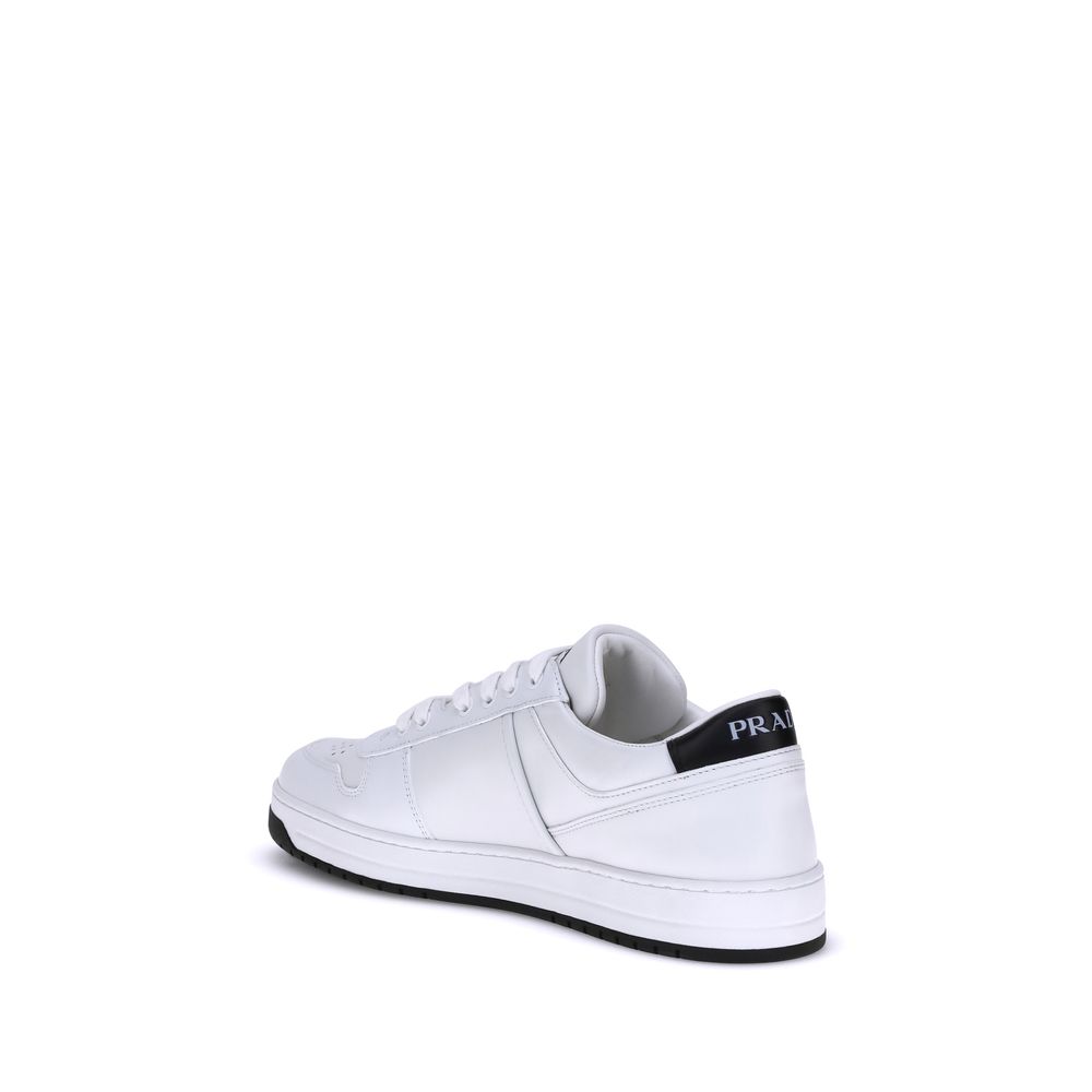 Baskets basses en cuir de veau blanc Prada Bos Taurus, chaussures élégantes pour homme avec design moderne