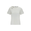 T-shirt blanc en coton de la marque Burberry, coupe classique avec logo discret à l'avant, porté sur un mannequin.