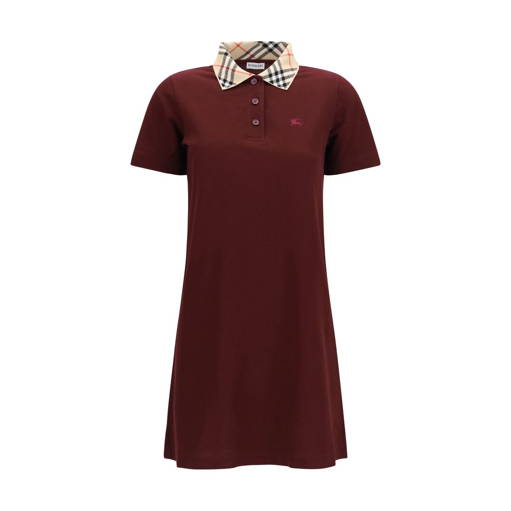 Robe décontractée en coton bordeaux de Burberry, coupe élégante et confortable pour un style casual.