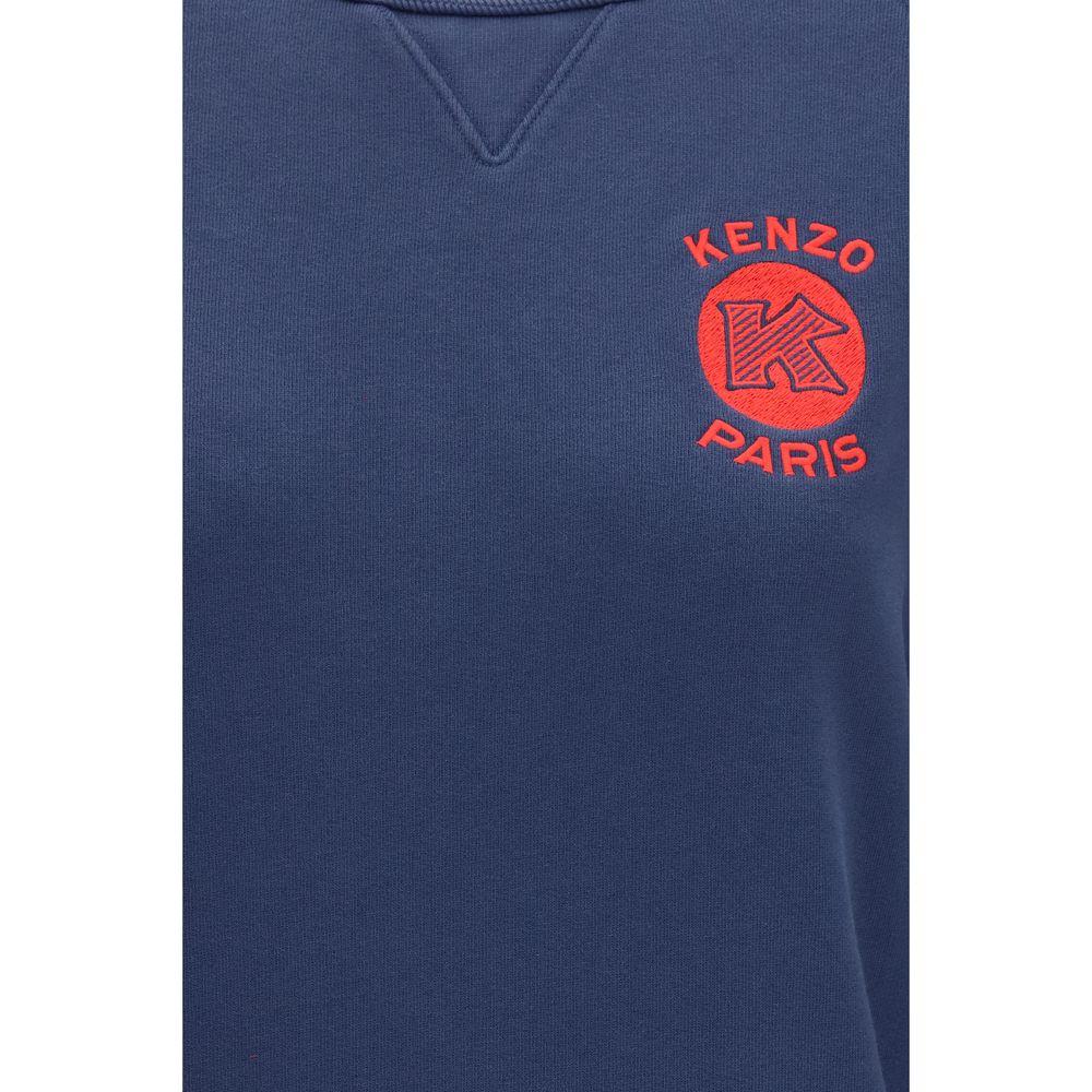 Sweatshirt en coton bleu Kenzo, coupe décontractée et logo emblématique visible sur le devant, idéal pour un style casual.