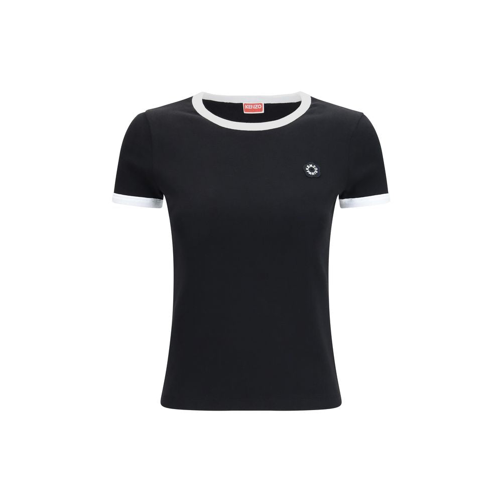 T-shirt en coton noir de la marque Kenzo, coupe classique, porté sur un mannequin.
