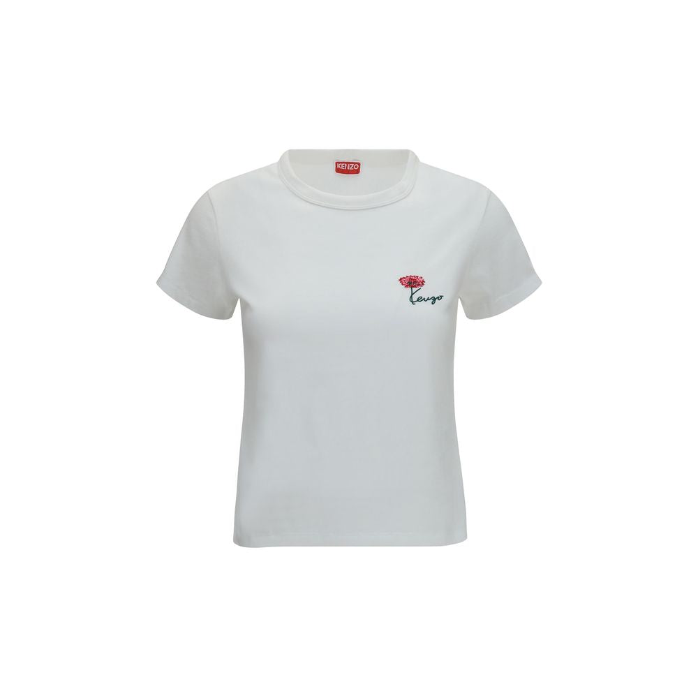 T-shirt blanc en coton de la marque Kenzo, avec logo discret visible sur le devant.