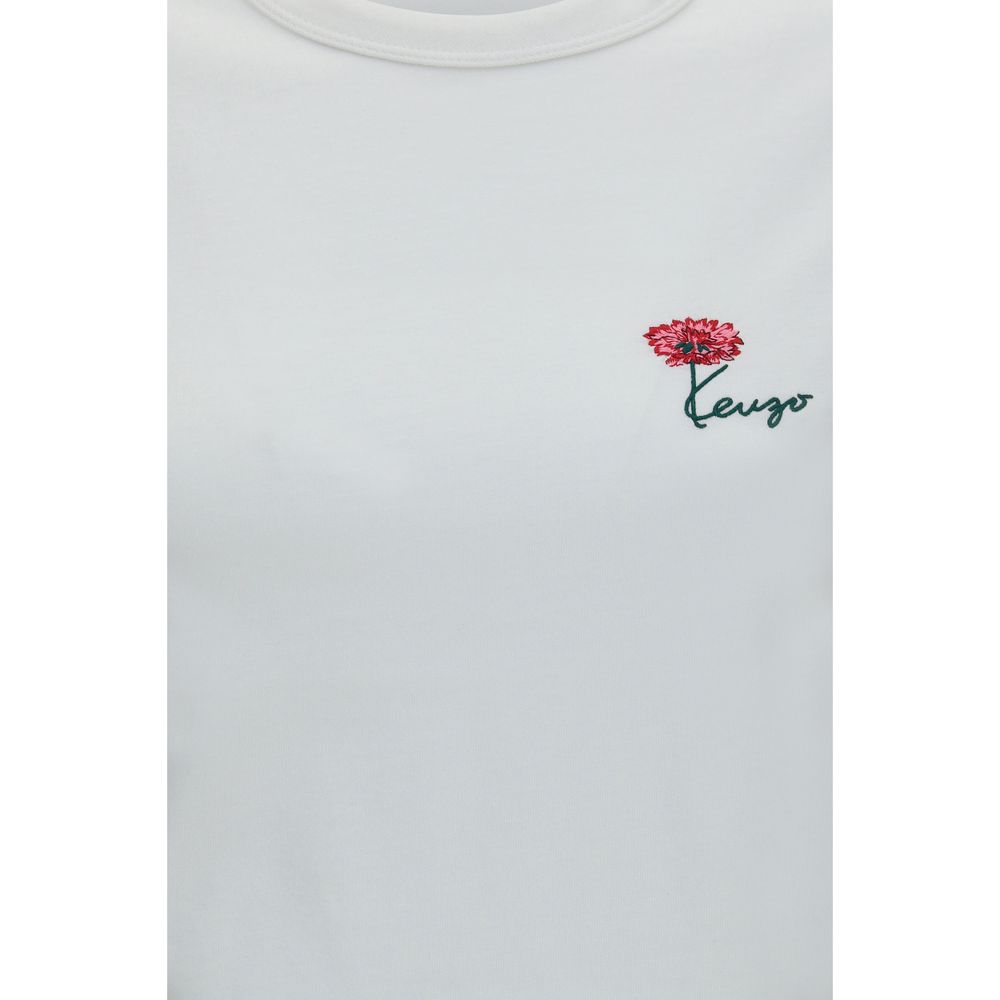 T-shirt blanc en coton de la marque Kenzo, design simple et classique, porté sur un mannequin.
