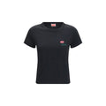 T-shirt en coton noir de la marque Kenzo, avec logo visible, porté sur mannequin.