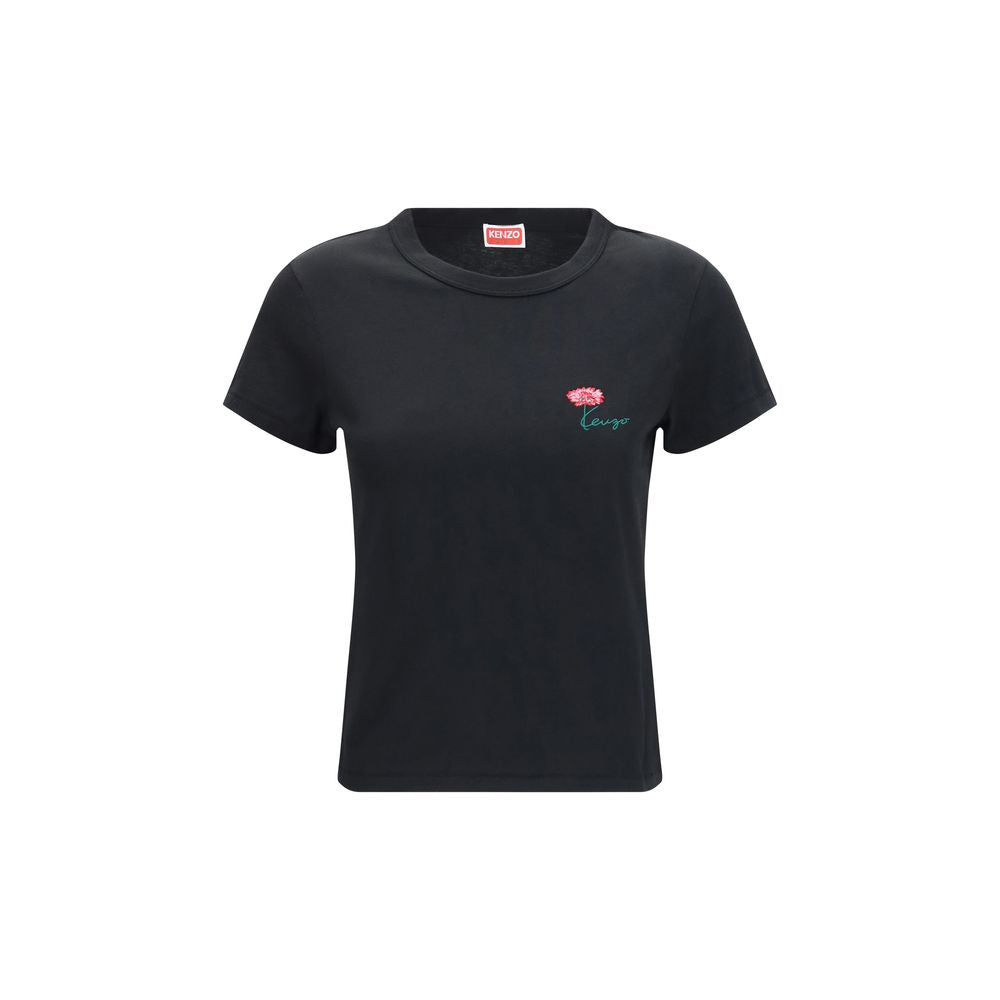 T-shirt en coton noir de la marque Kenzo, avec logo visible, porté sur mannequin.