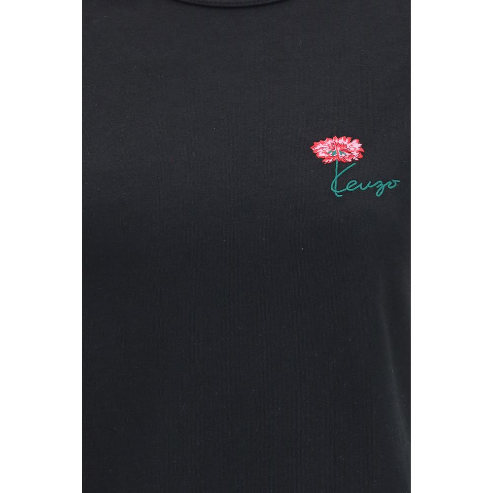 T-shirt noir en coton de la marque Kenzo avec logo visible, porté sur un mannequin blanc.