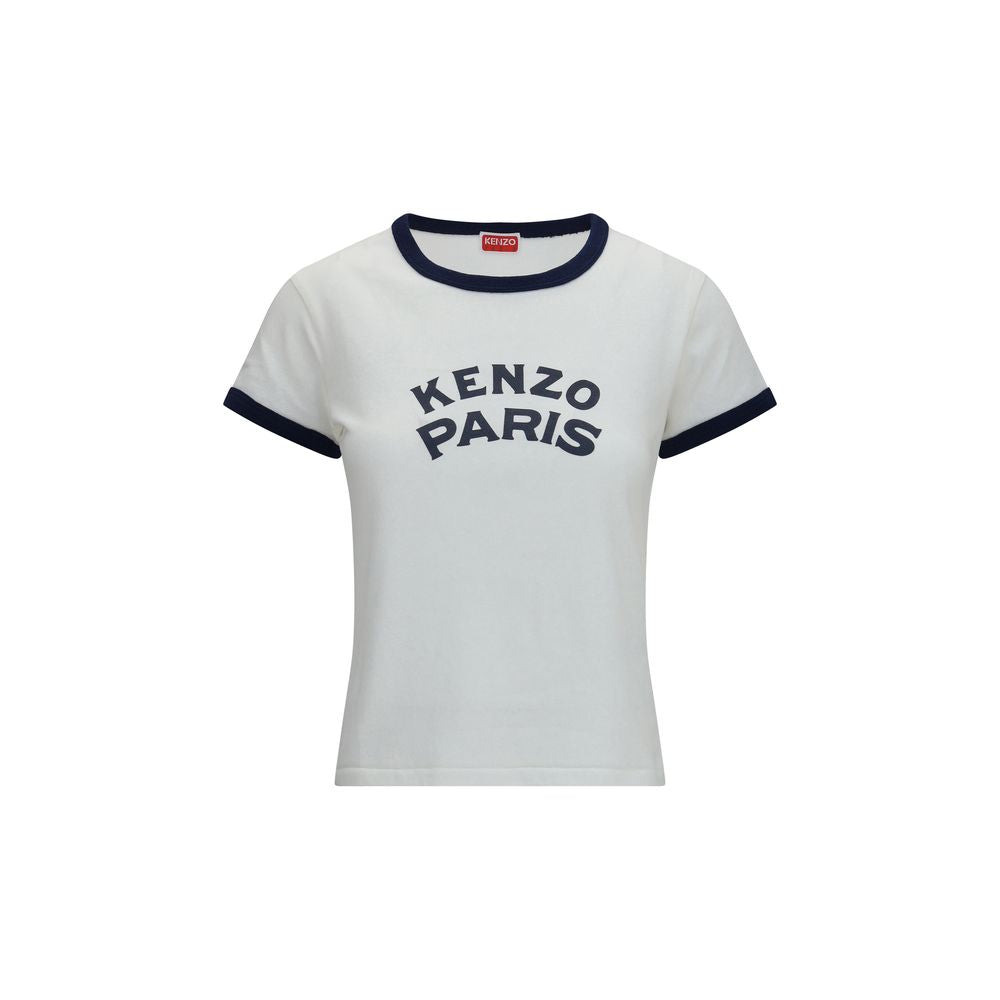 T-shirt blanc en coton de la marque Kenzo, vue de face avec logo visible, tissu doux et confortable.