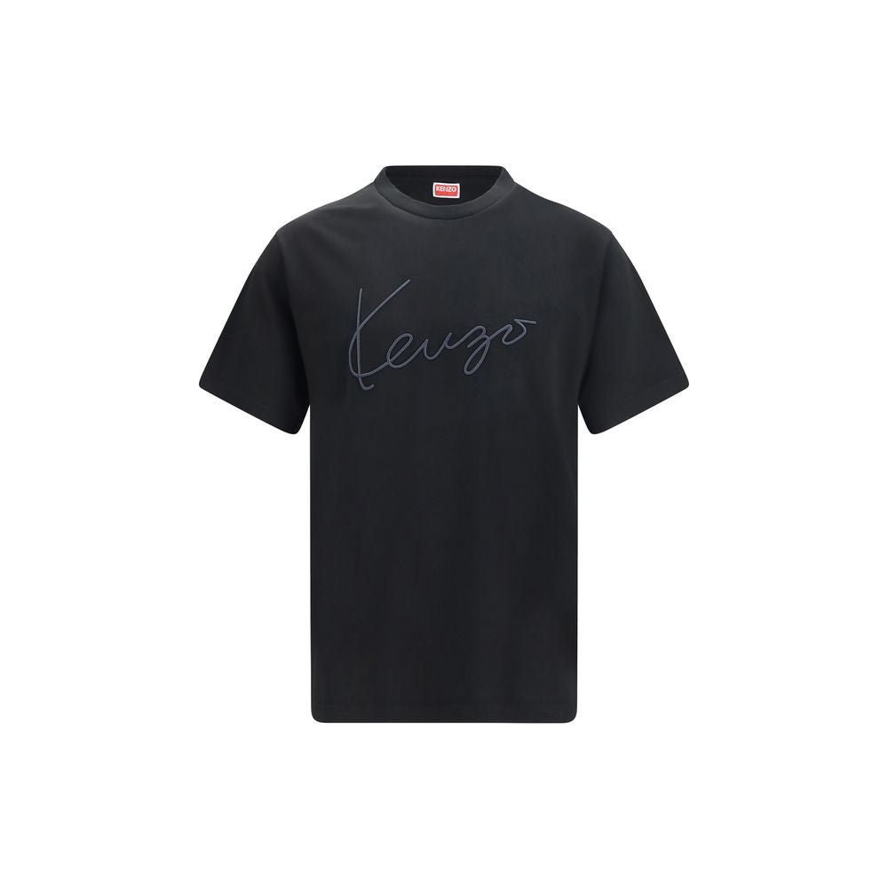 T-shirt noir en coton de la marque Kenzo, vue de face avec le logo Kenzo visible sur le devant.