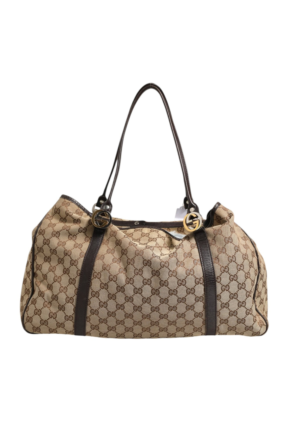 Gucci Beige- und Schwarz-Canvas Twins Medium Tragetasche