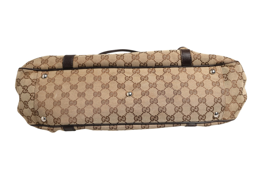 Gucci Beige- und Schwarz-Canvas Twins Medium Tragetasche