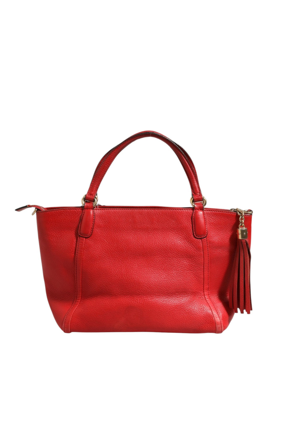 Sac à main Gucci Soho Small en cuir, sac cabas compact avec poignées en cuir et logo Gucci visible.