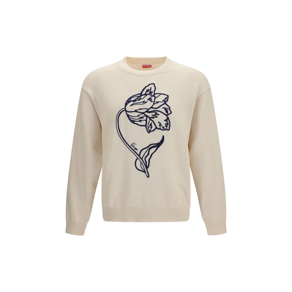 Sweatshirt beige en coton de la marque Kenzo, coupe décontractée avec logo discret sur la poitrine.