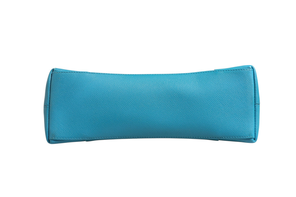 Sac à shoulder Balenciaga en cuir de veau bleu Downtown S, style élégant et moderne pour femme.