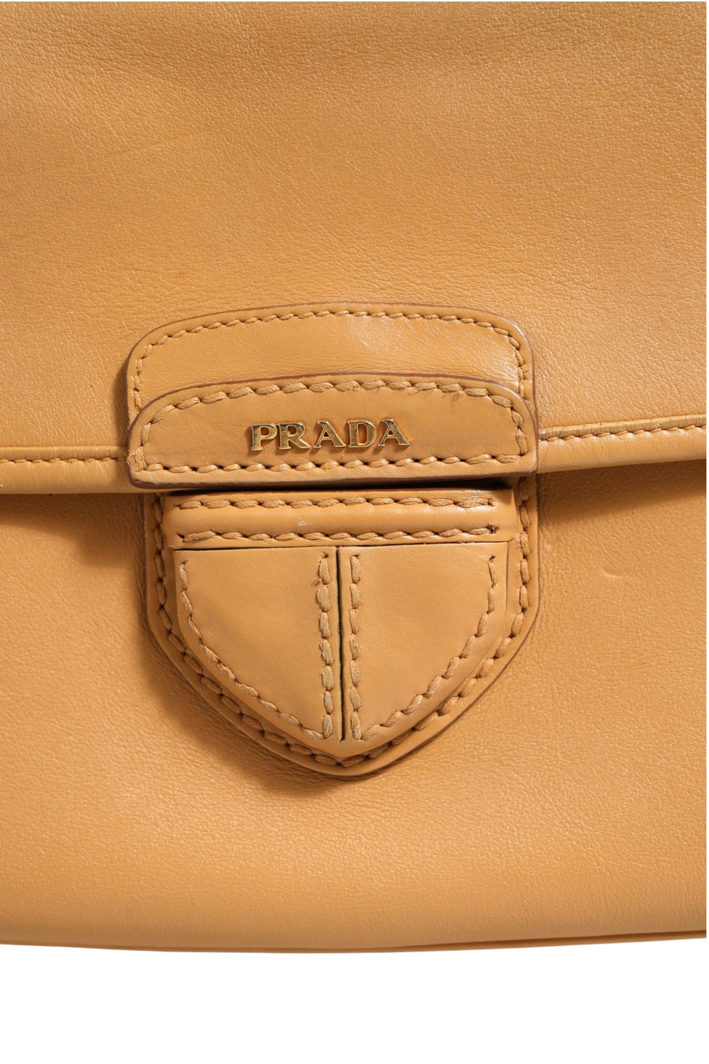 Prada Sidonie Schultertasche aus beigem genarbtem Leder