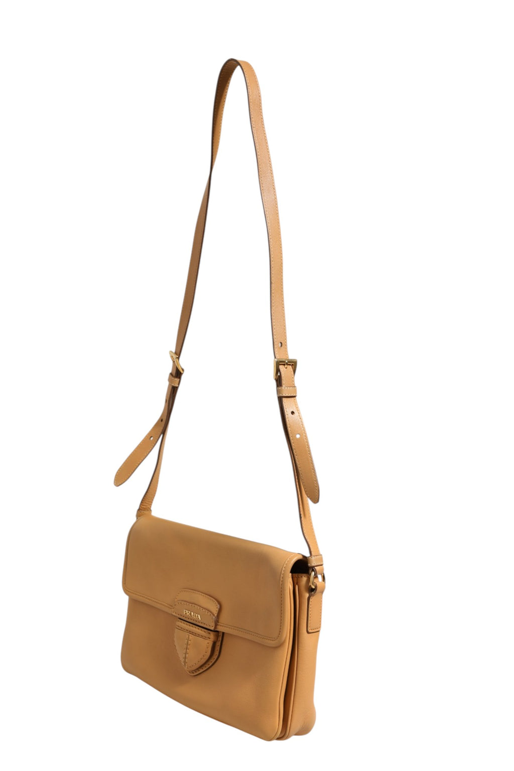 Prada Sidonie Schultertasche aus beigem genarbtem Leder