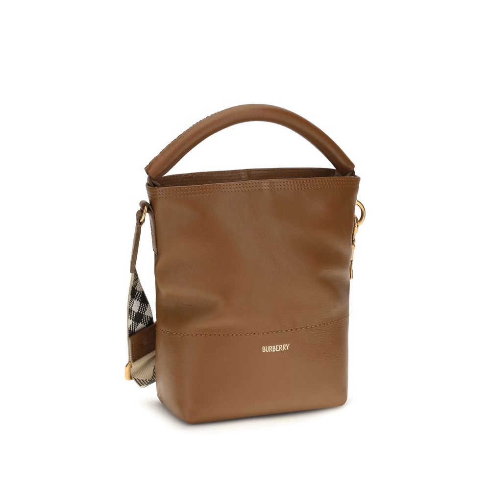 Sac à main Burberry Bos Taurus en cuir de veau marron, design élégant et sophistiqué, vue de face avec détails visibles.