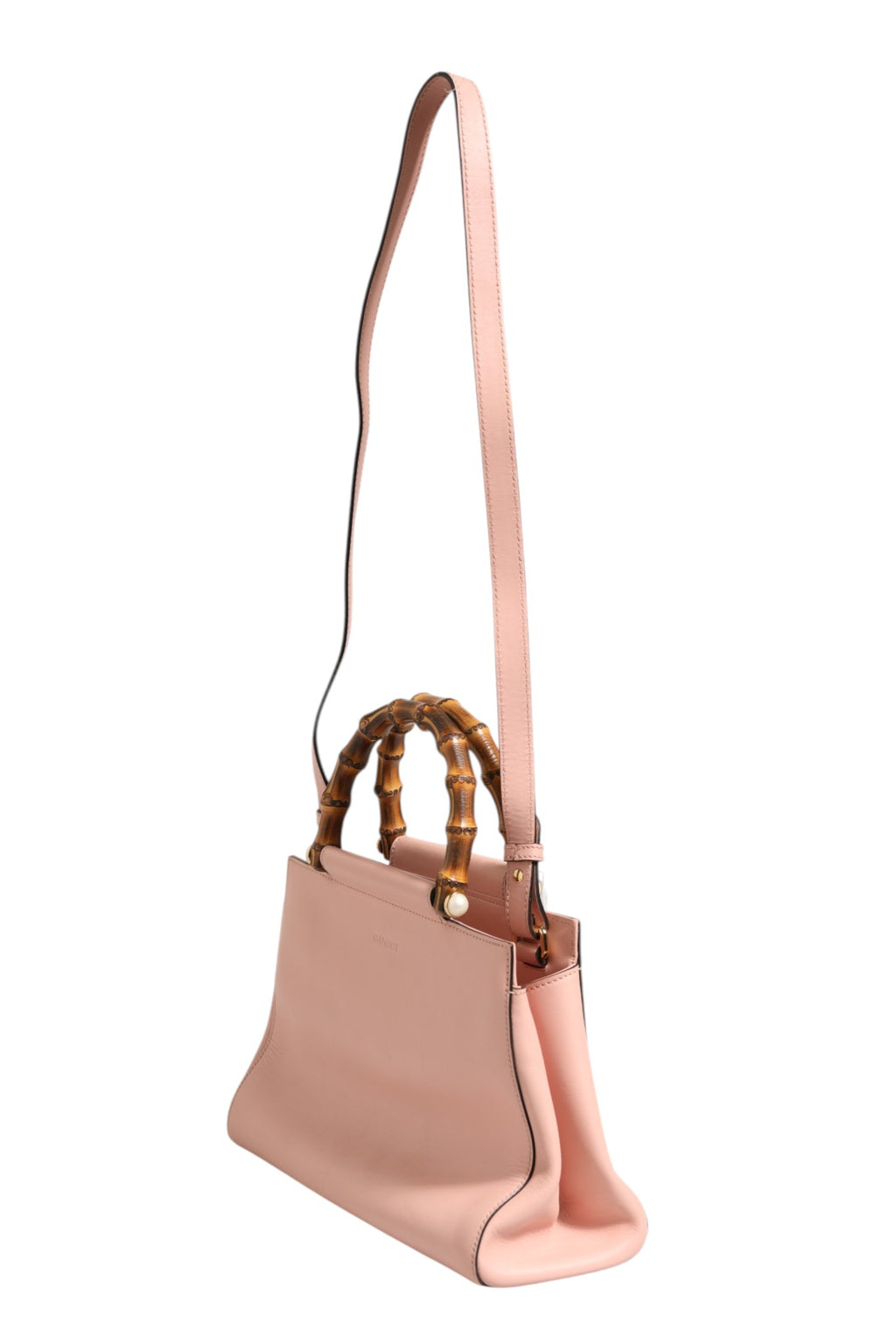 Sac à main Gucci Nymphaea en cuir de veau rose et blanc avec poignée supérieure compacte.