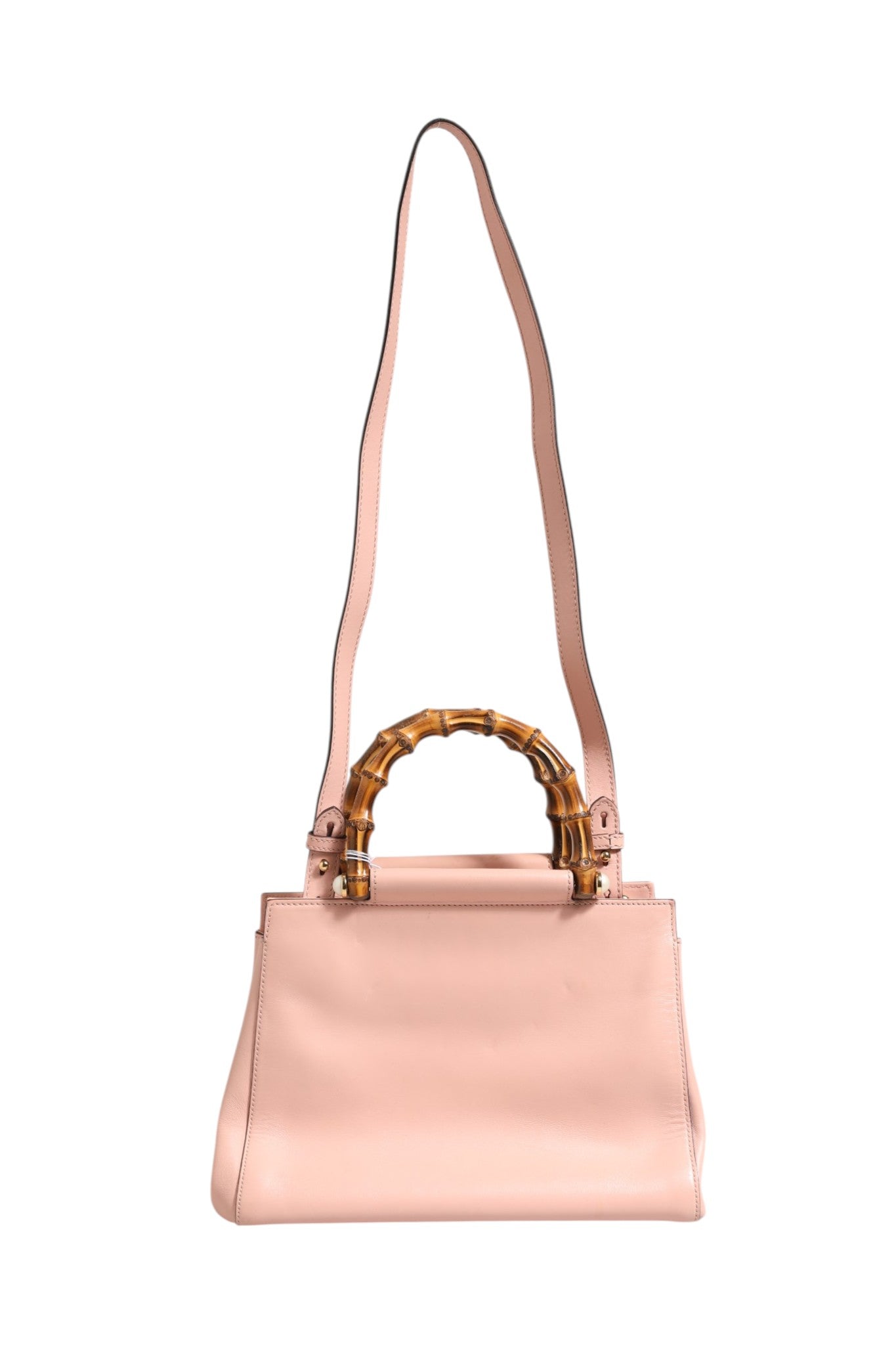 Sac à main Gucci Nymphaea en cuir de veau rose et blanc, petit modèle à poignée supérieure, design élégant et sophistiqué.