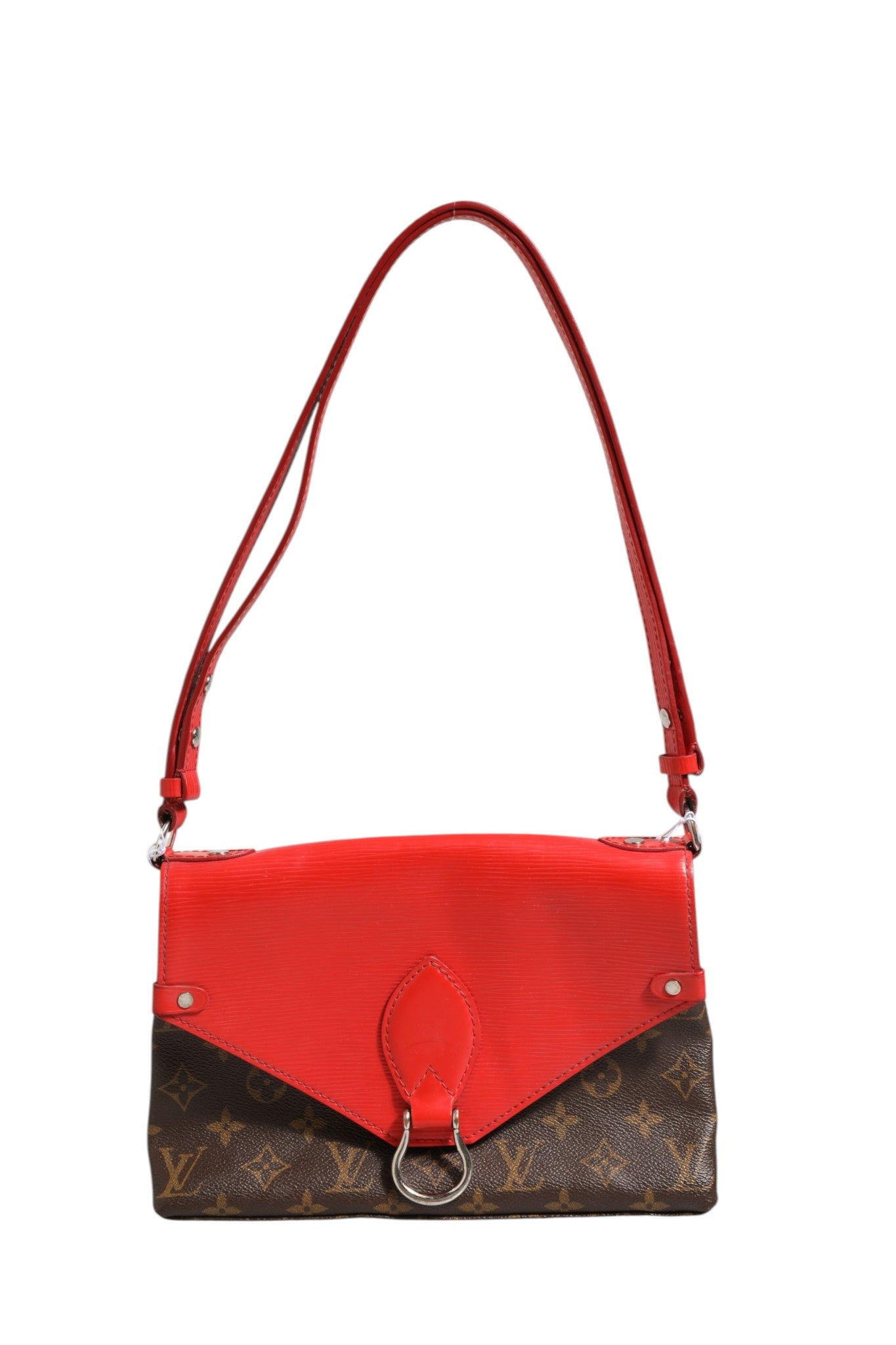 Sac à épaule Louis Vuitton Saint Michel Monogram Epi Coquelicot, sac élégant avec motif emblématique et finition en cuir épais.