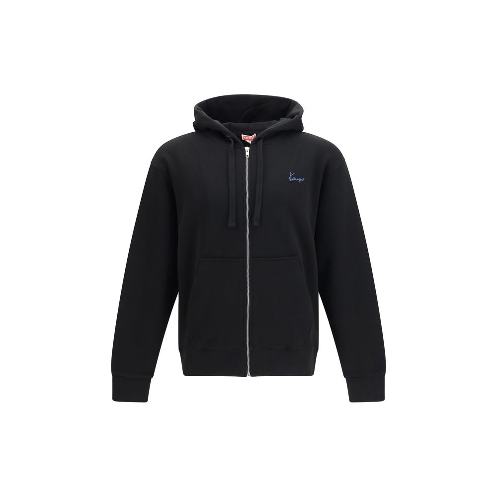 Sweatshirt noire en coton de la marque Kenzo, avec logo visible, portée décontractée, vue frontale.