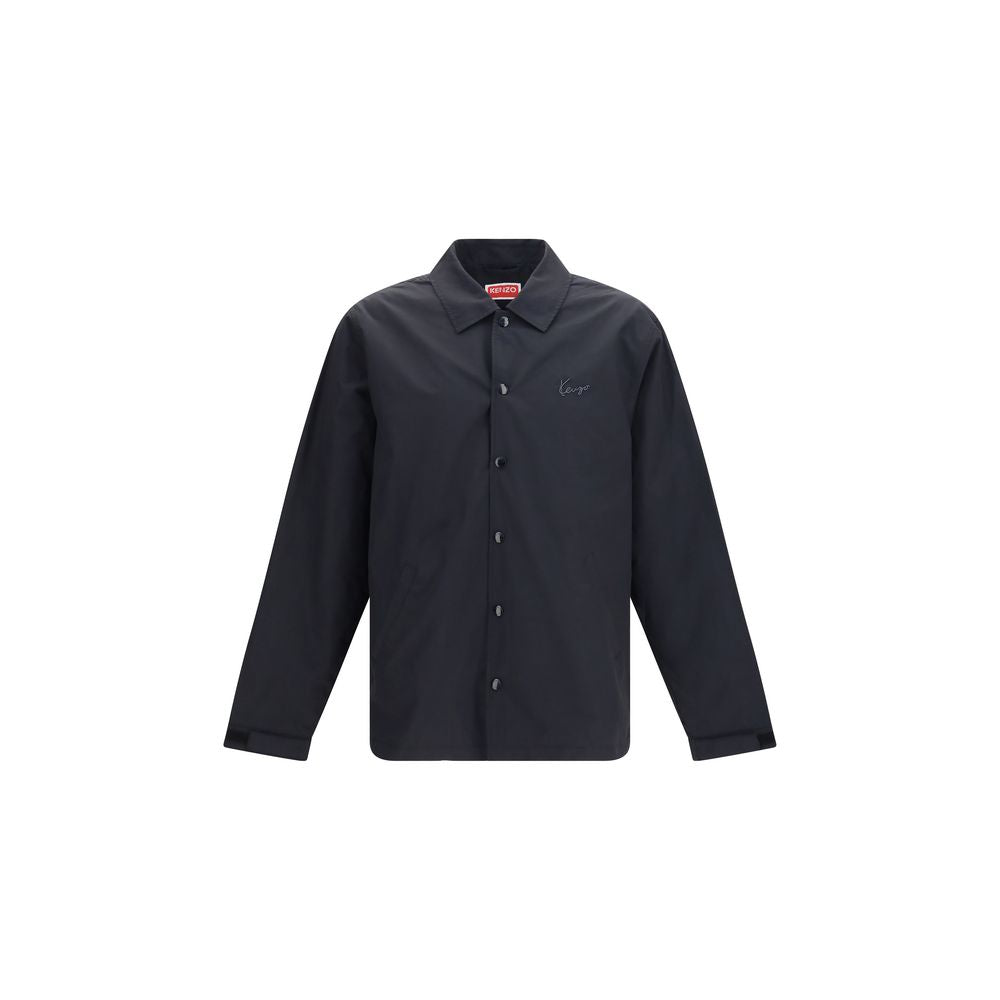 Veste en coton noire de la marque Kenzo, style décontracté avec logo Kenzo visible sur la poitrine.