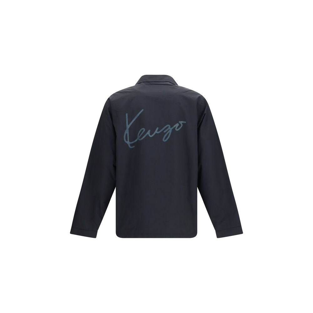 Veste en coton noir de la marque Kenzo, avec détails de style moderne, portée sur un mannequin.