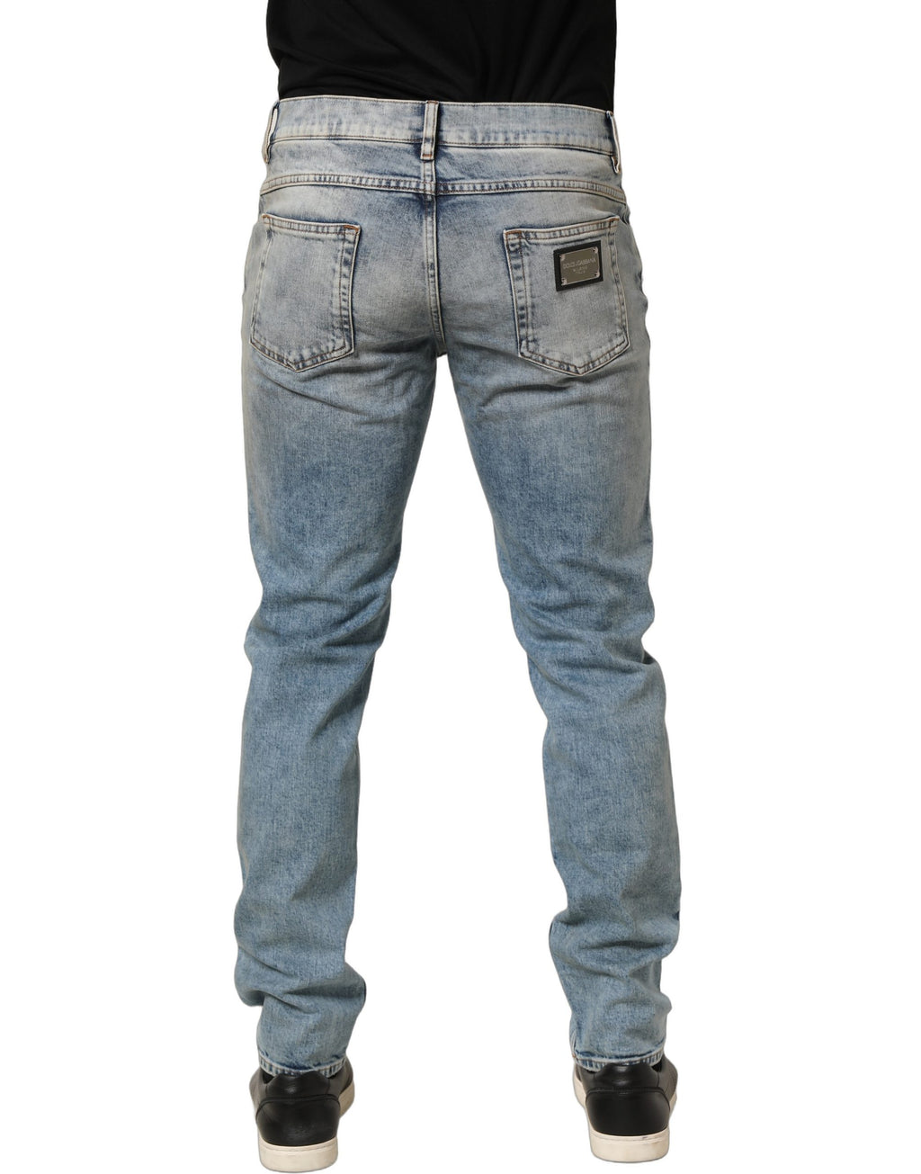Jeans homme Dolce & Gabbana bleu délavé, taille mi-haute, coupe droite en denim.
