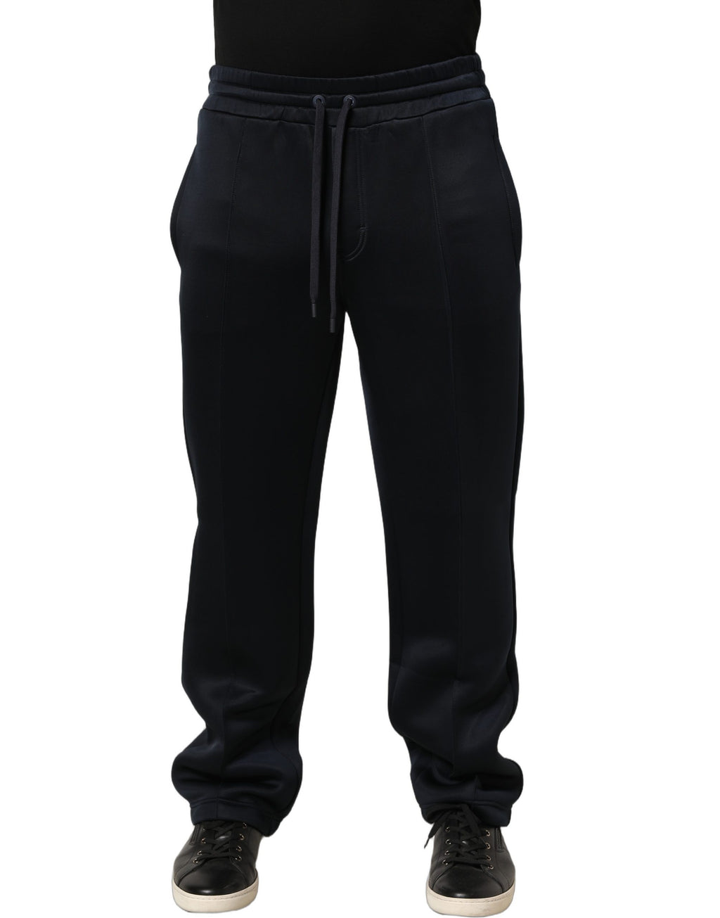 Pantalon de jogging noir en polyester pour homme de Dolce & Gabbana avec cordons de serrage et poches pratiques.