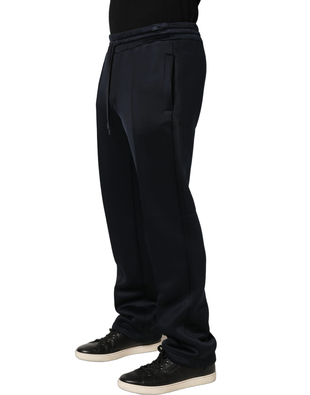 Pantalon de jogging noir en polyester pour homme de Dolce & Gabbana, style décontracté et confortable.