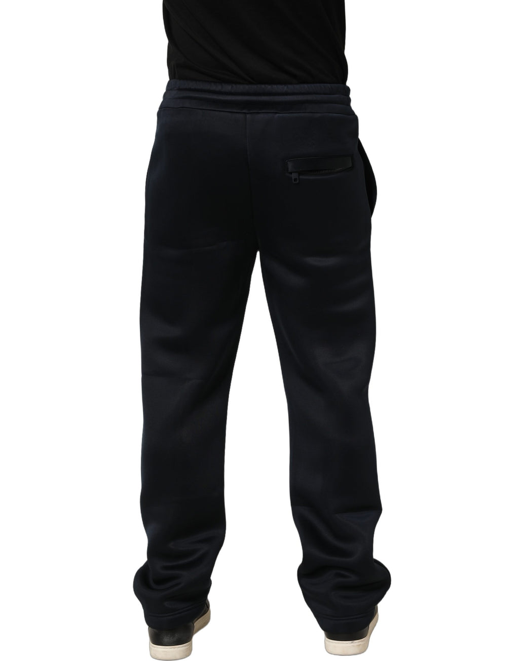 Pantalon de jogging noir en polyester pour homme de Dolce & Gabbana, sweatpants décontractés avec logo.