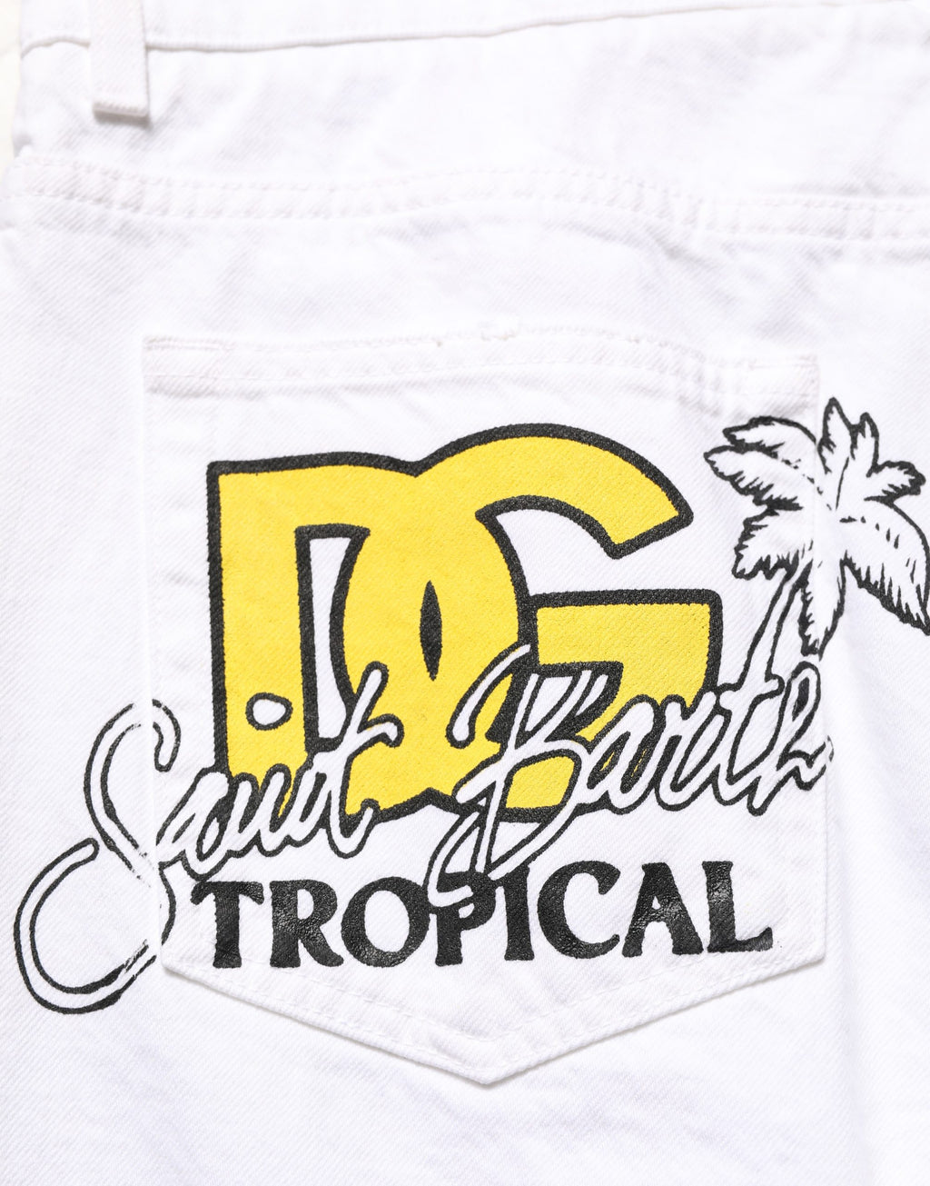 Jeans slim en coton blanc de Dolce & Gabbana pour homme avec déchirures et style décontracté.