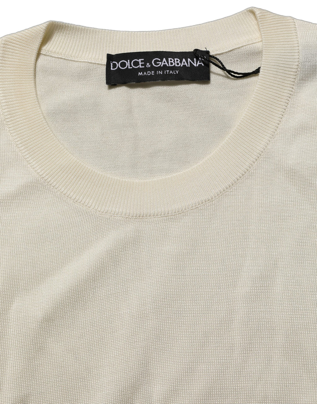 Pull à col rond blanc cassé Dolce & Gabbana avec manches 3/4, pull-over en maille élégant pour femmes.