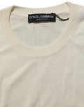Pull à col rond blanc cassé Dolce & Gabbana avec manches 3/4, pull-over en maille élégant pour femmes.