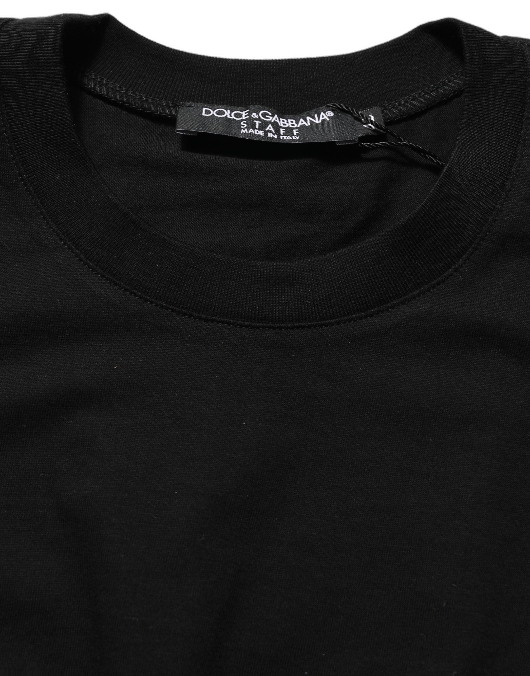 Pull encolure ronde à manches longues Dolce & Gabbana, pull noir en laine ou coton, détail simple et élégant.