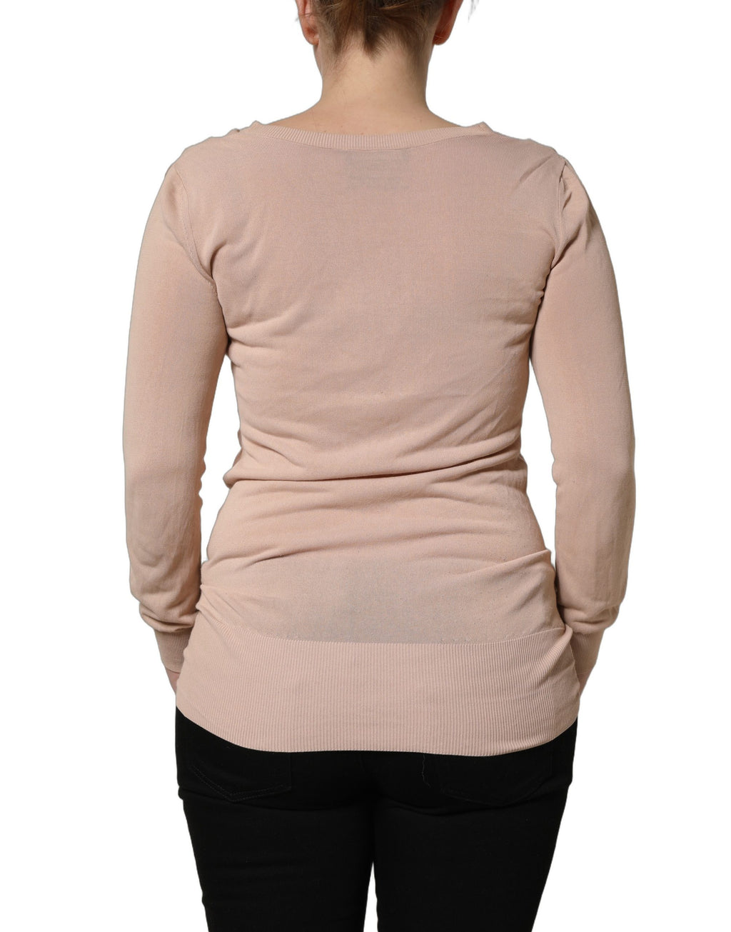 Cardigan beige à col en V à fines rayures et noué à l'avant, Dolce & Gabbana, pull en tricot côtelé pour femme