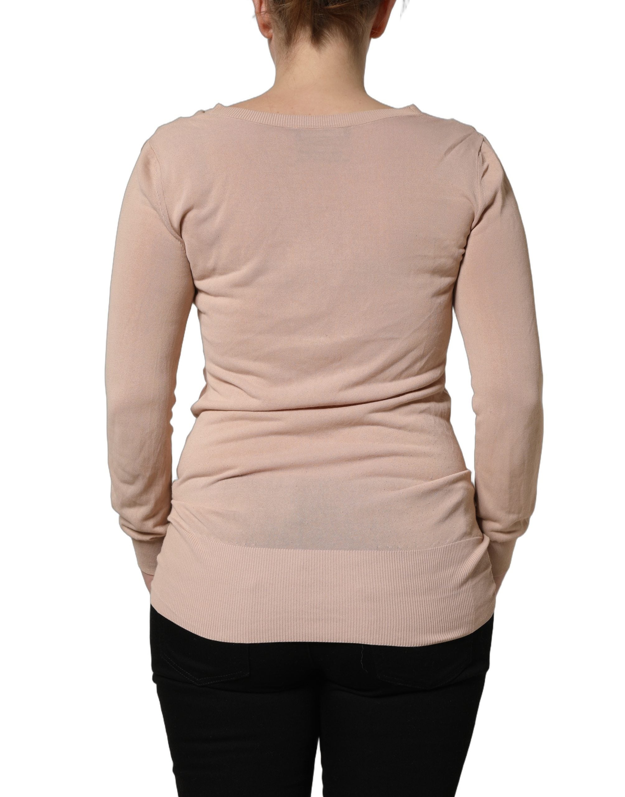 Cardigan beige à col en V à fines rayures et noué à l'avant, Dolce & Gabbana, pull en tricot côtelé pour femme