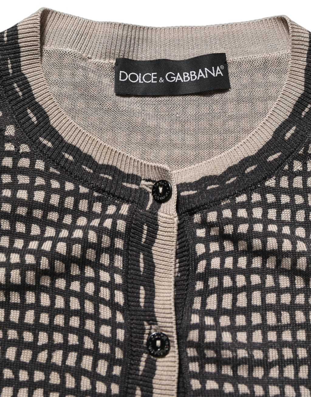 Cardigan Dolce & Gabbana noir avec broderie florale en dentelle, boutons devant, pull élégant pour femmes.