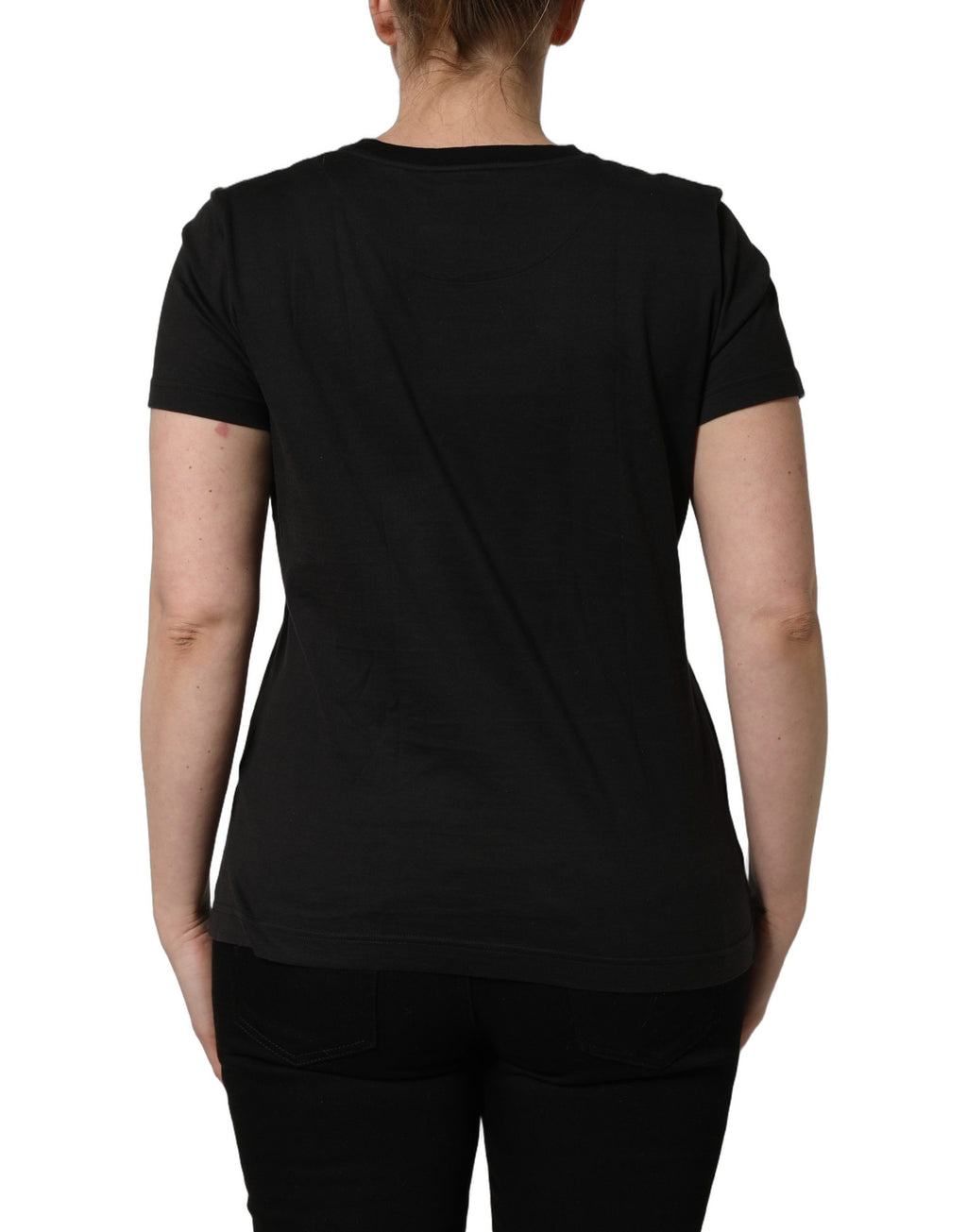 T-shirt ronde noir Dolce & Gabbana avec motif jungle tropical, design élégant et moderne pour homme.