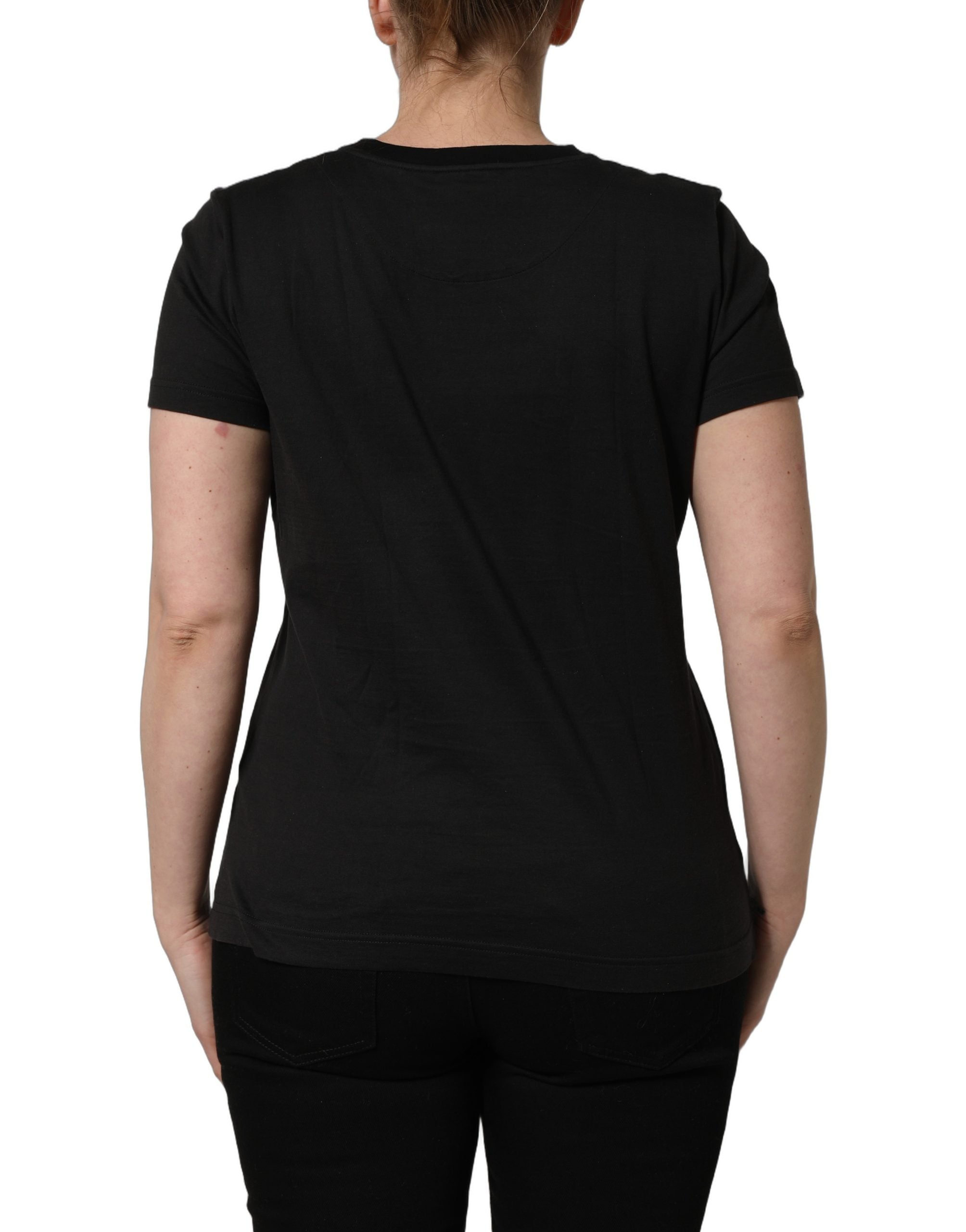 T-shirt ronde noir Dolce & Gabbana avec motif jungle tropical, design élégant et moderne pour homme.