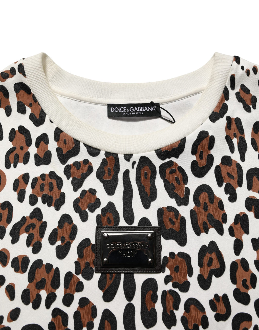 T-shirt à col rond Dolce & Gabbana à motif léopard multicolore, style casual et tendance.
