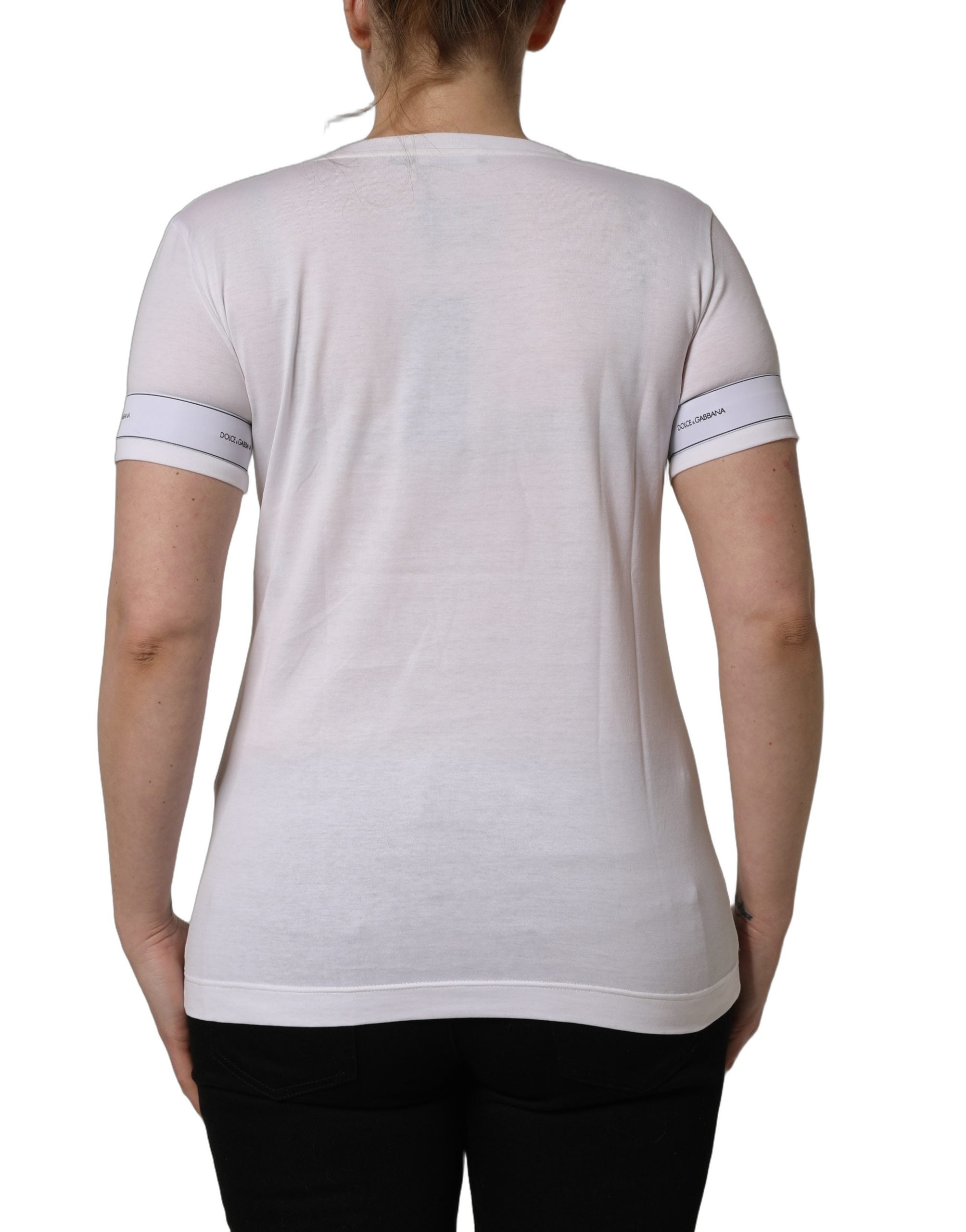 T-shirt blanc Dolce & Gabbana avec motif D&G We Love Japan en coton, vue de face.