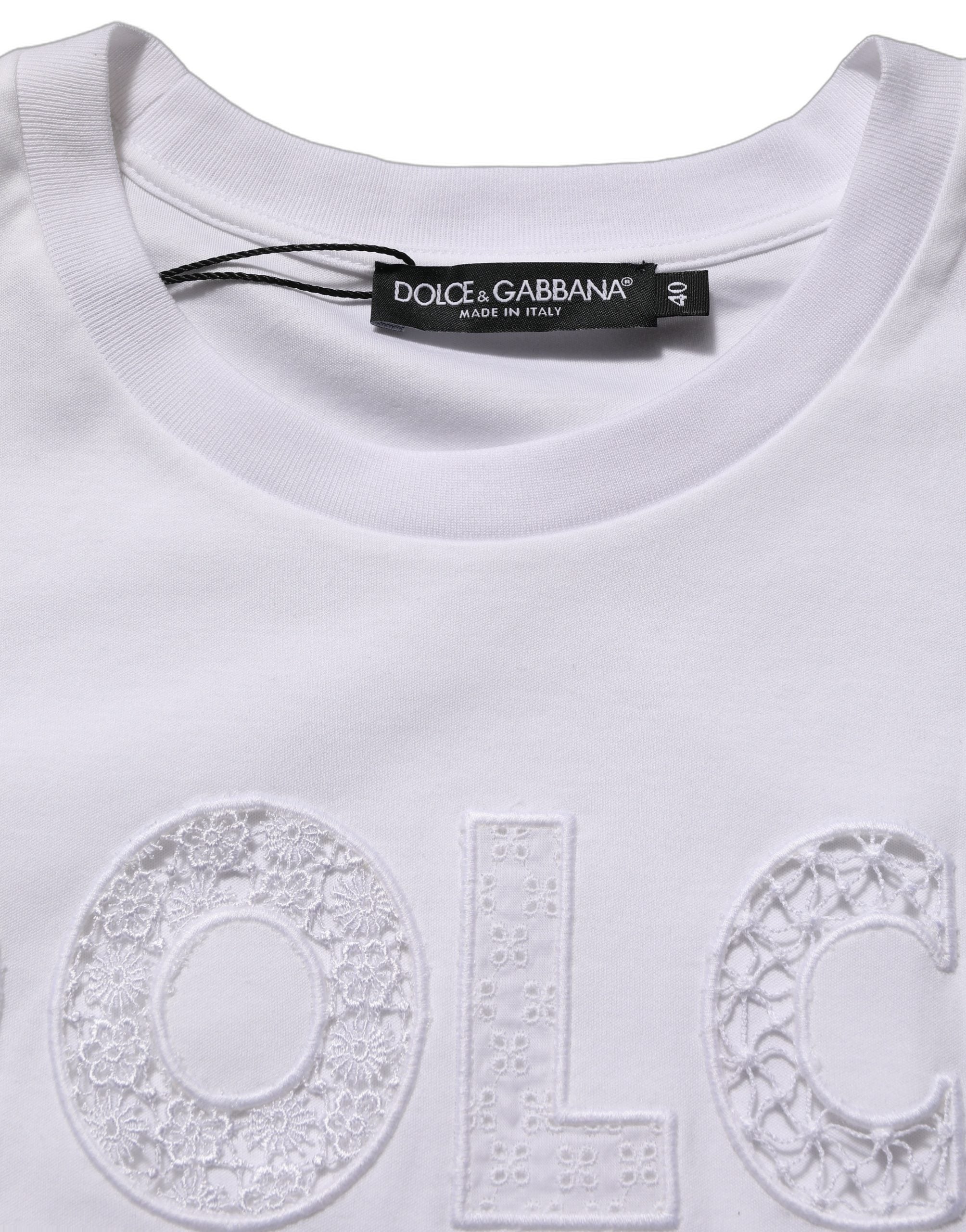T-shirt sans manches blanc Dolce & Gabbana avec logo rond sur le devant, col rond, style décontracté et élégant.