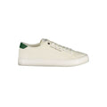 Sneaker pour hommes Tommy Hilfiger en polyester blanc, avec semelle blanche et design moderne visible sur l'image.
