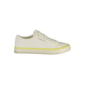 Chaussures sneaker en polyester blanc Tommy Hilfiger pour homme, vue de face, avec logo distinctif.
