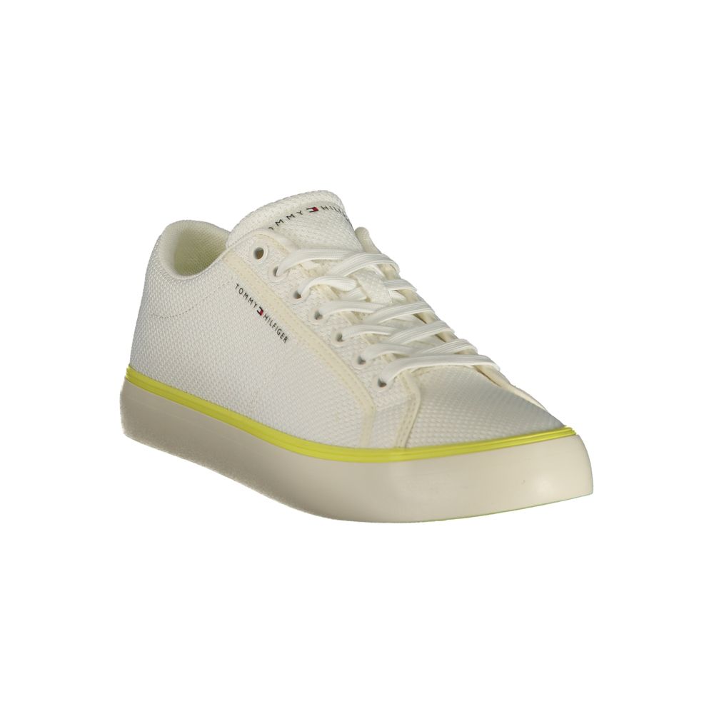 Chaussures de sport blanches en polyester Tommy Hilfiger pour homme, baskets élégantes et confortables.